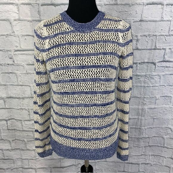 Xhilaration loose knit cotton blend stripe sweater blue & white sz S women - Picture 1 of 10